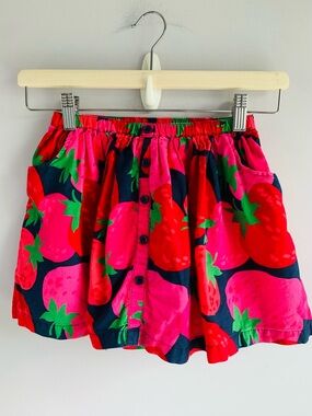 Crazy 8 Strawberry Skirt Cotton Pink Red Navy Colorful Summer Fun  Girls EUC 5 6